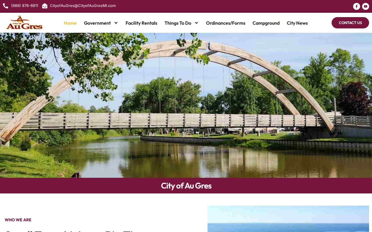 Official Au Gres page showing city and police contact information